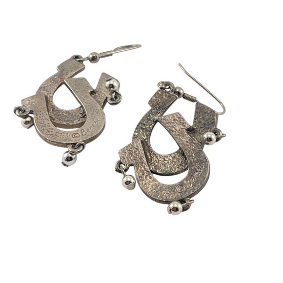Barse Horse Shoe Dangle Earrings By Barse In Silver & Blue - Picture 6 of 10